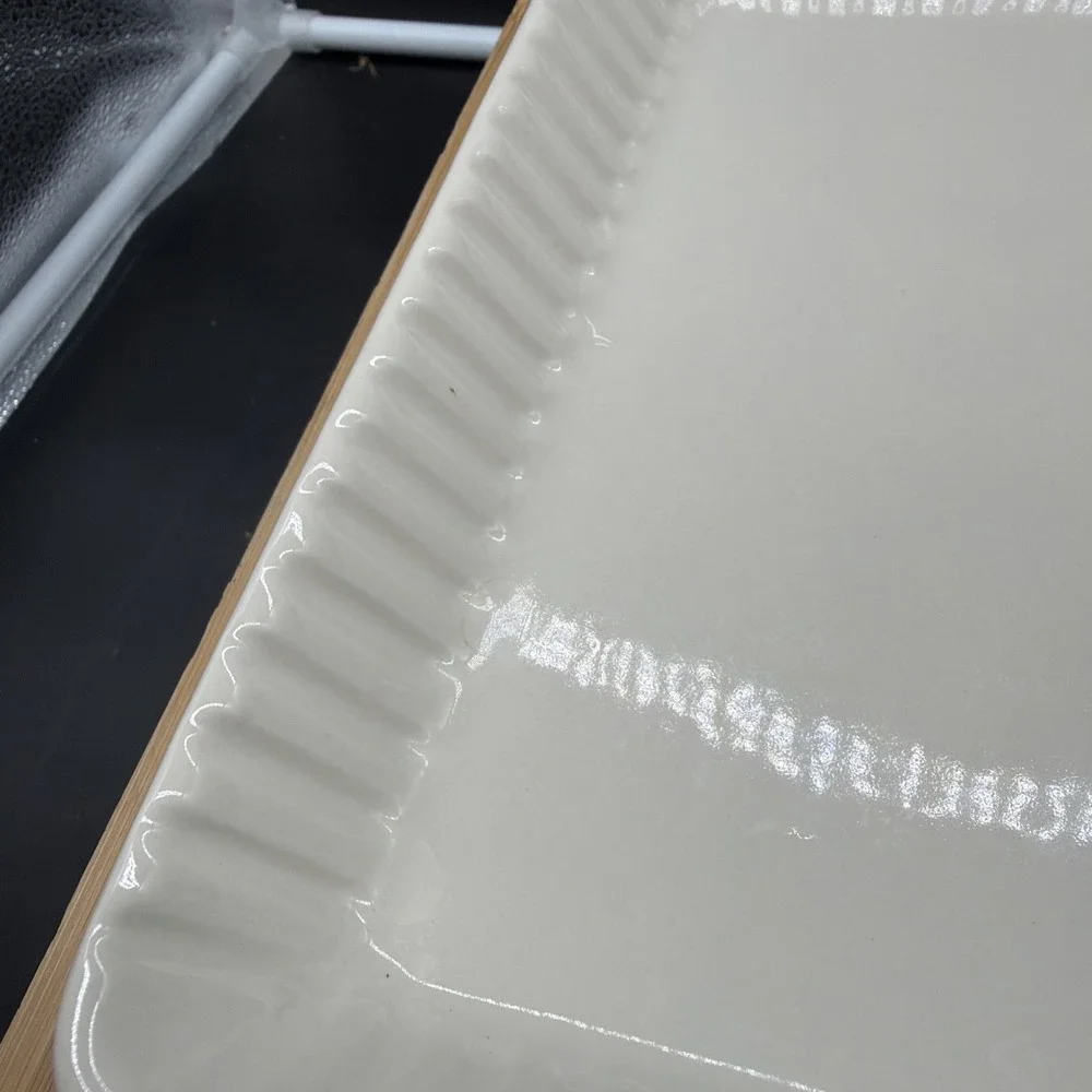 Longaberger Pottery Woven Traditions Ivory Rectangular Serving Tray 8.5